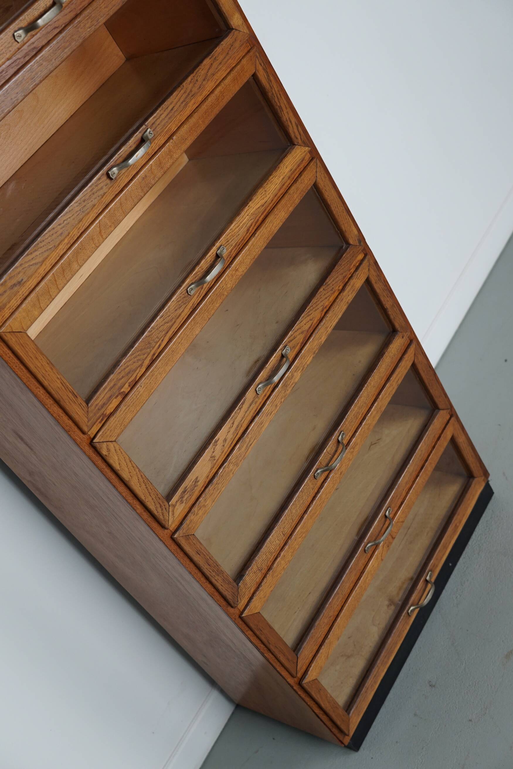 Vintage Dutch Oak Haberdashery Shop Cabinet / Vitrine, 1950s