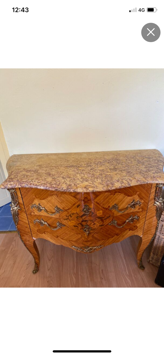 Old chest of drawers marquetry Louis XV style