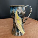 Signed ceramic carafe pitcher