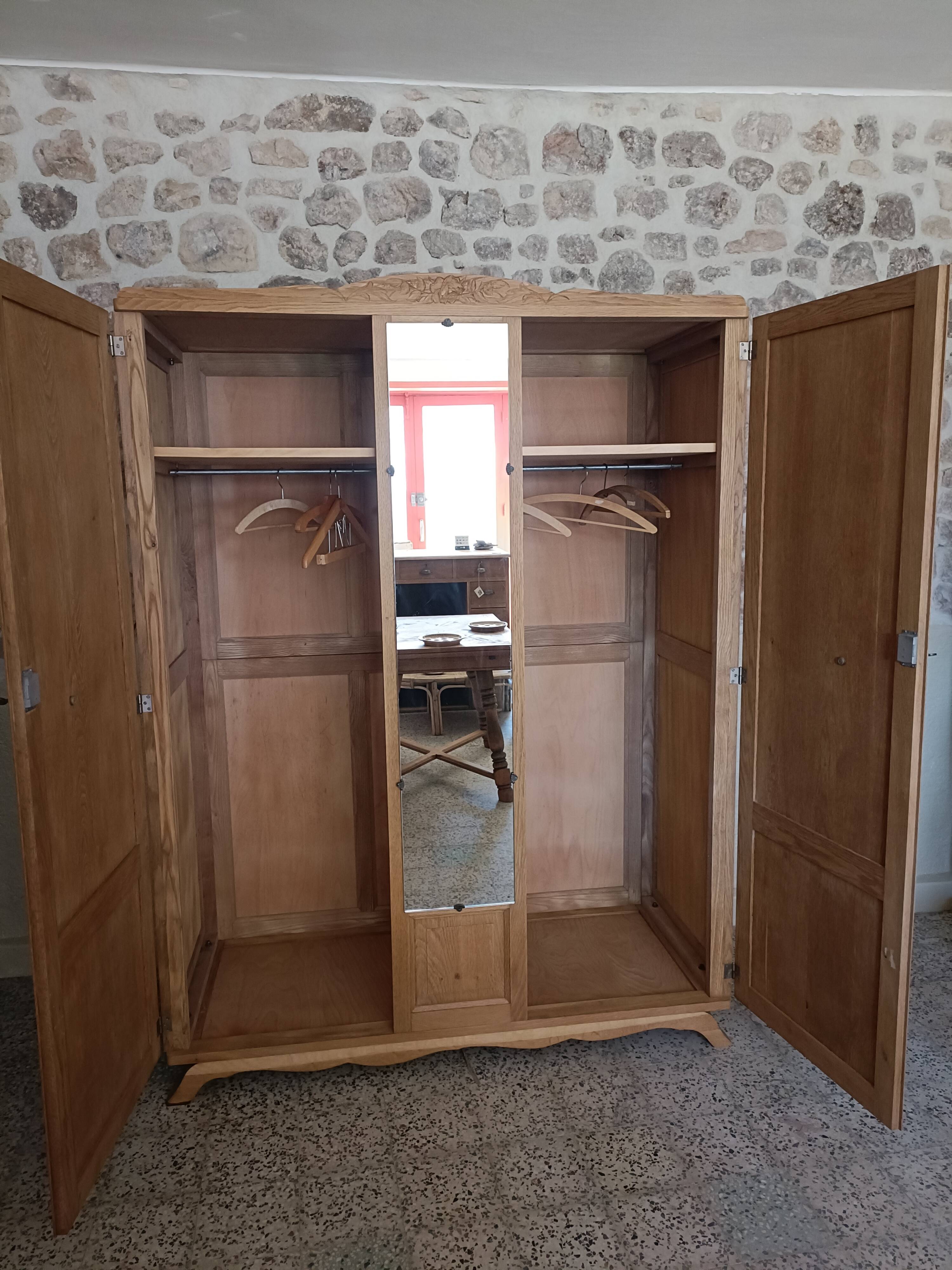 Renovated Art Deco oak wardrobe