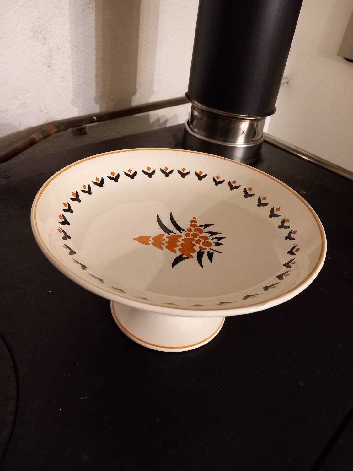 Set of 3 old earthenware fruit bowls from Saint Amand