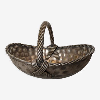 Decorative basket in vintage silver metal