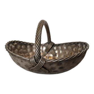 Decorative basket in vintage silver metal