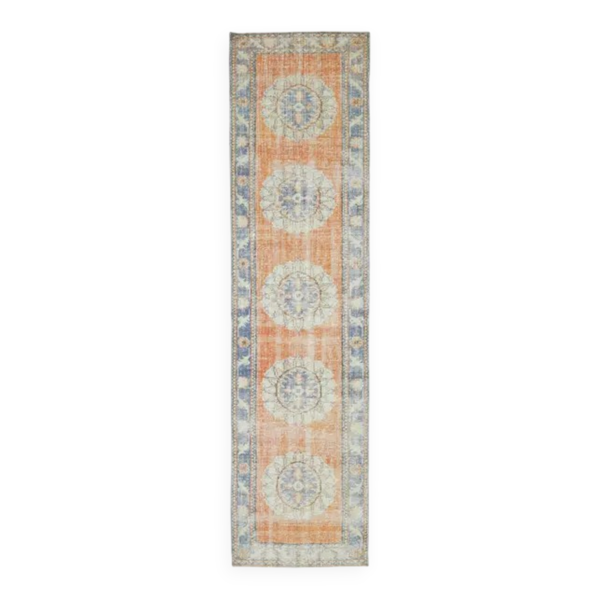 Vintage Turkish Oushak handmade wool runner 81x318