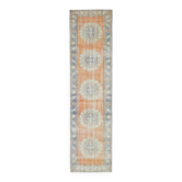 Tapis Couloir en laine turc Oushak vintage fait à la main 81x318