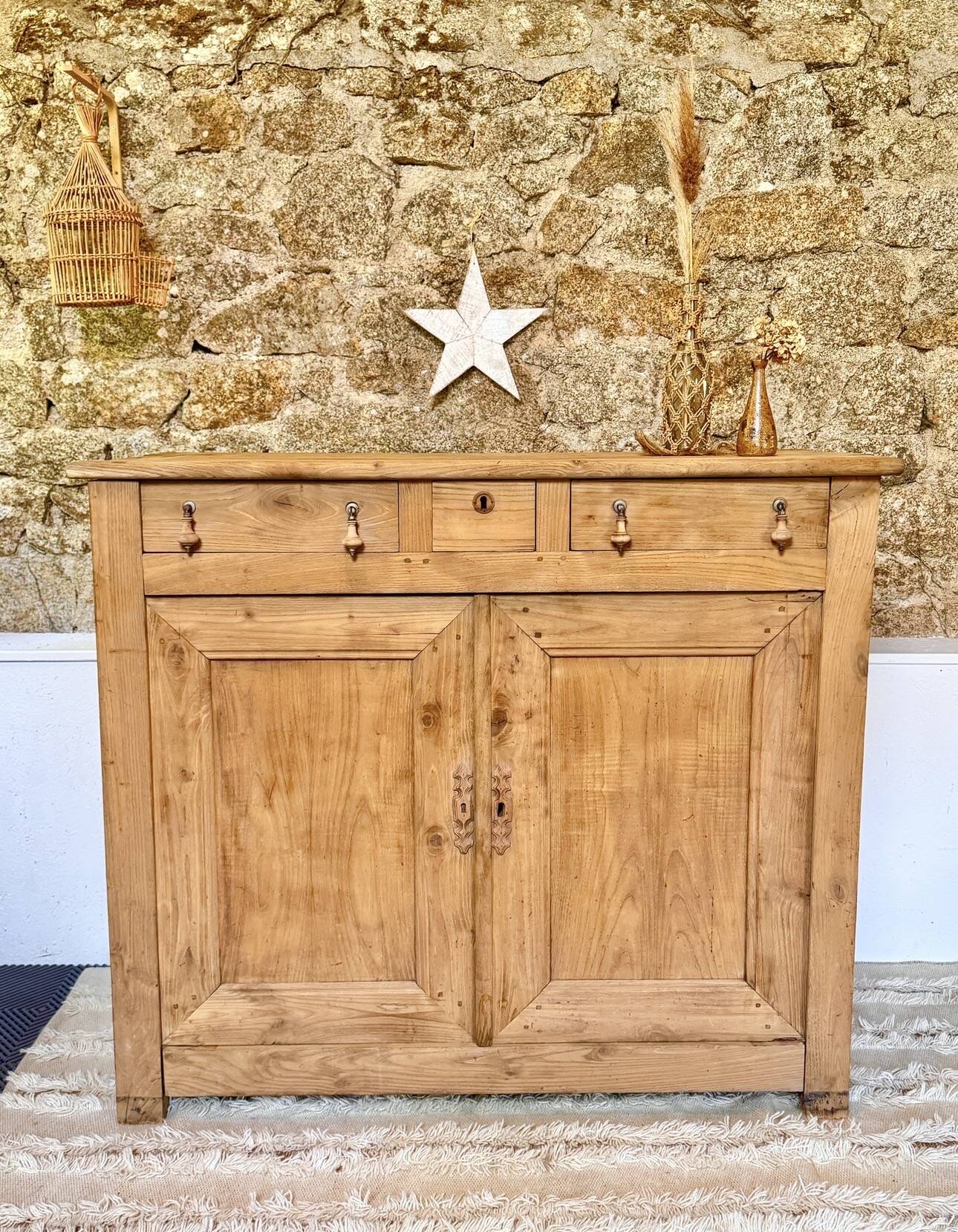 rustic wooden farm buffet sandblasted