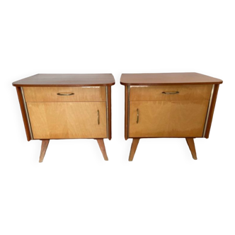 Scandinavian wooden bedside pair 1970
