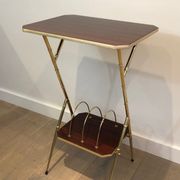 Mahogany and gold metal harness faux-bamboo way. french work. around 1970