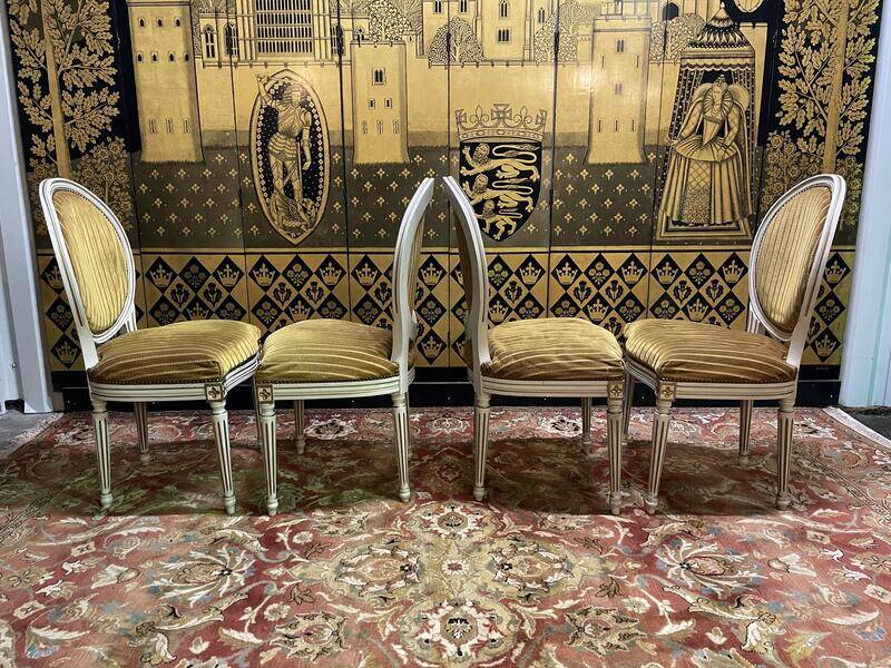 Set of 4 Louis XVI style medallion chairs