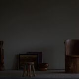 Swedish brutalist mid-century sculptural chair in solid pine.