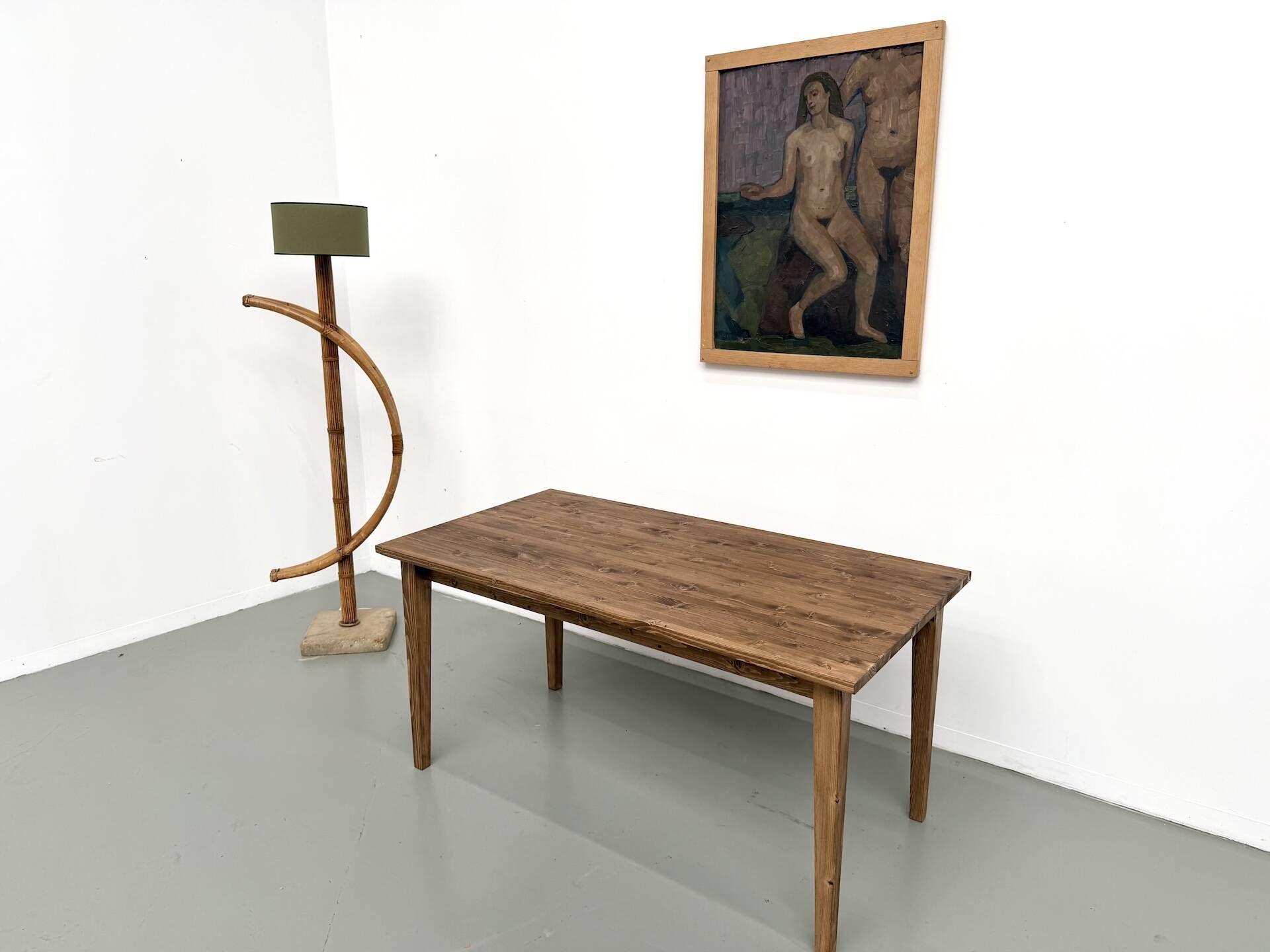 Farm table with tapered legs, L155 cm
