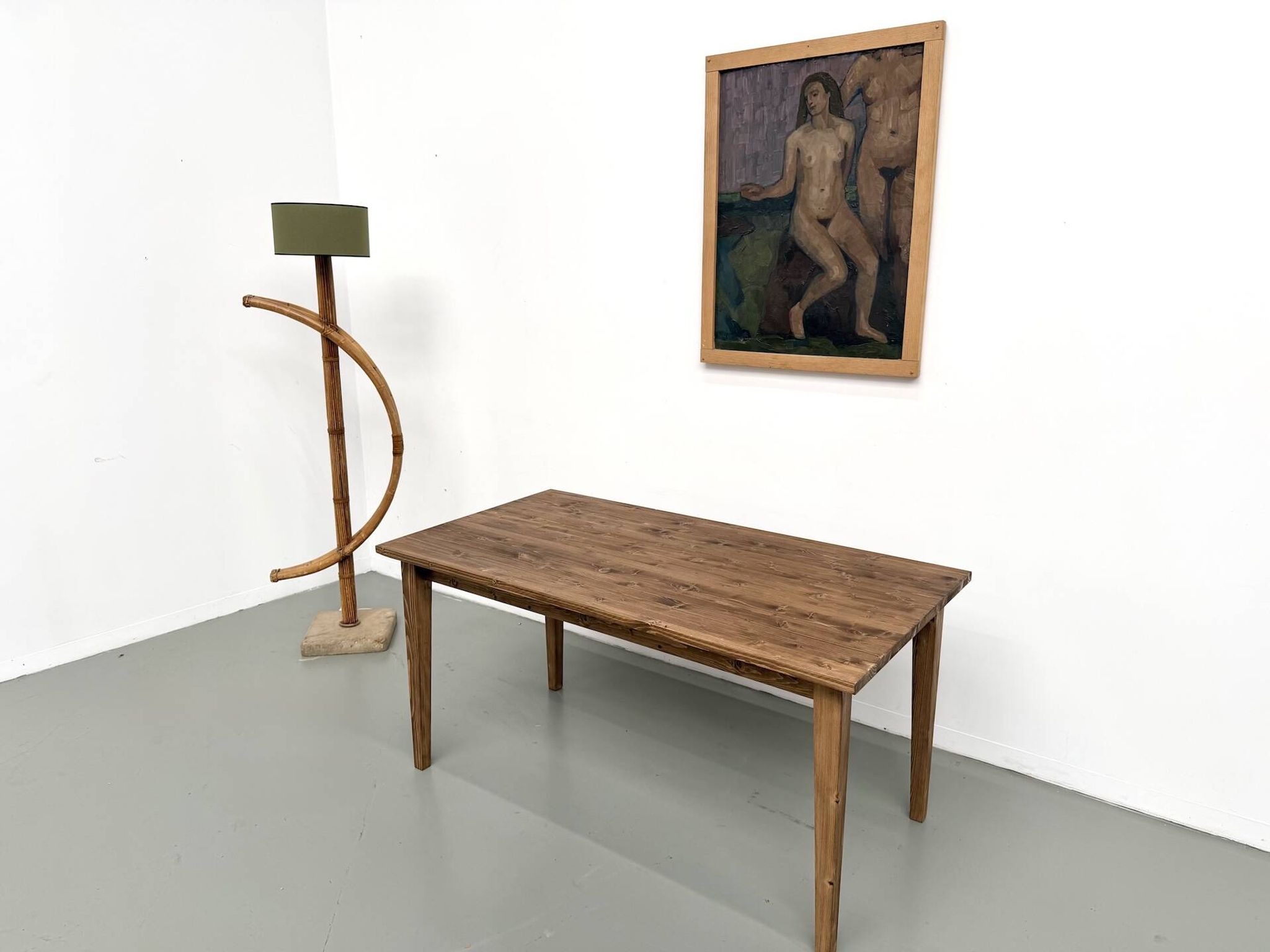 Table de ferme aux pieds fuseaux, L155 cm