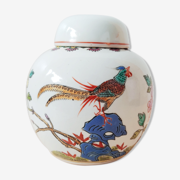 Pot à gingembre en porcelaine de Chine décor d'un oiseau