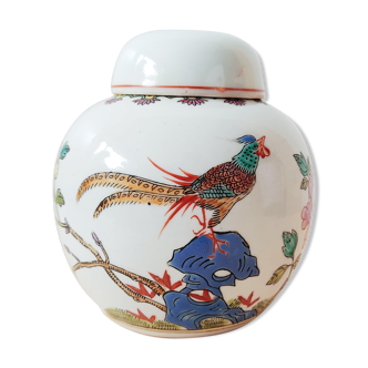 Pot à gingembre en porcelaine de Chine décor d'un oiseau