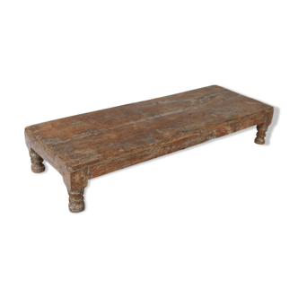 Table basse patine marron vieux teck piece d'origine inde