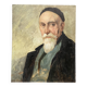 Old portrait of man painted on wooden panel