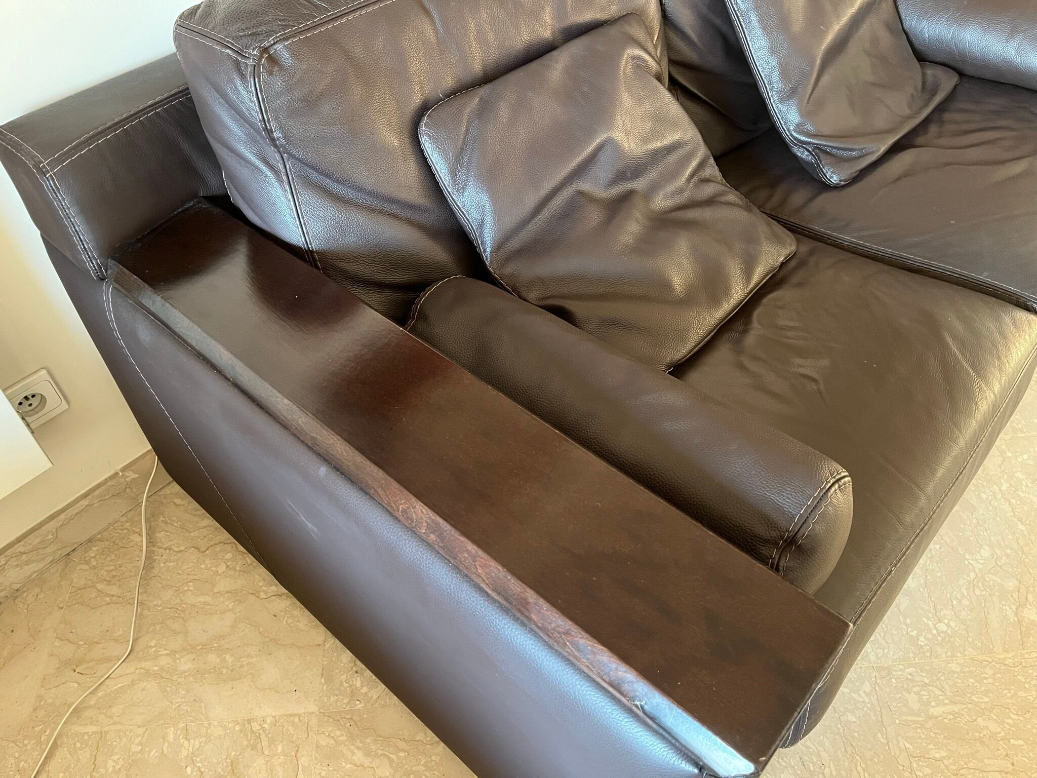 Convertible leather sofa