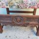 Antique poltrona trono in solid walnut with carving 19th century