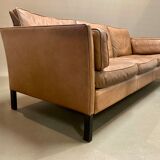 Sofa 3 places leather scandinavian design 1960