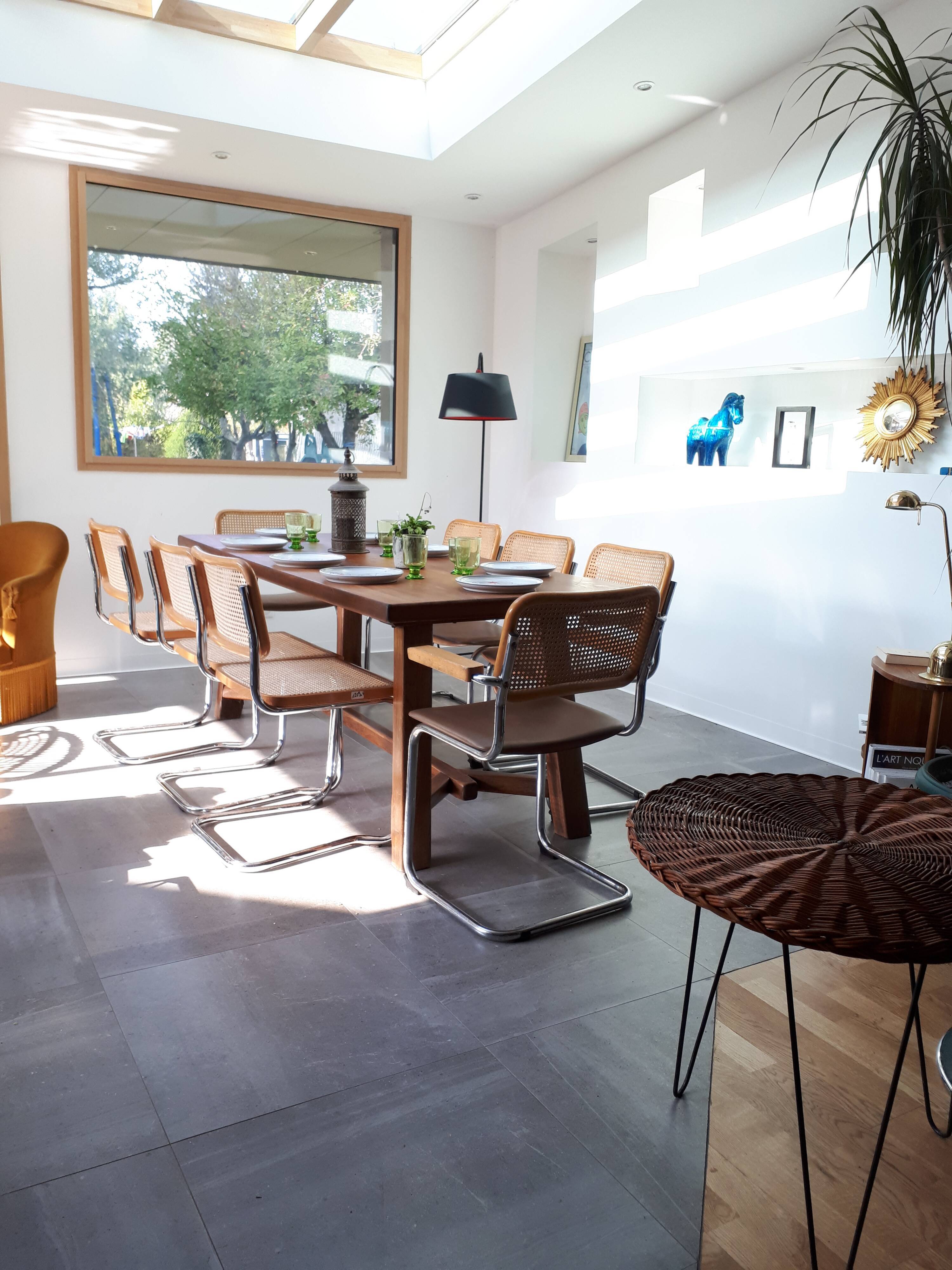 Dining room table farm and 6 chairs style breuer