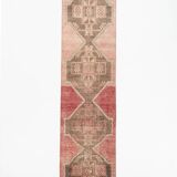 3x13 Vintage Red & Brown Classic Persian Runner Rug, 92x408Cm