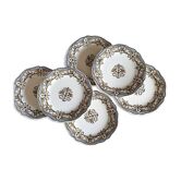 Assiettes plates anciennes X6 modèle "Dyonisos" de la manufacture française de Gien