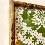 Golden wooden frame with domino paper Antoinette Poisson 96C "Oratorio"