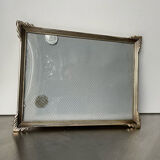 Cadre art déco métal argent laiton 21,5 cm x 16,5 cm verre convexe