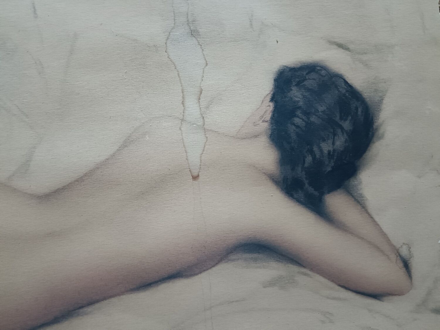 Lithograph woman, nude