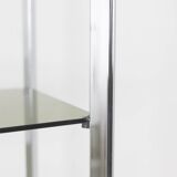 Pair of 6-shelf shelves with chrome-plated metal frames. 1970s.