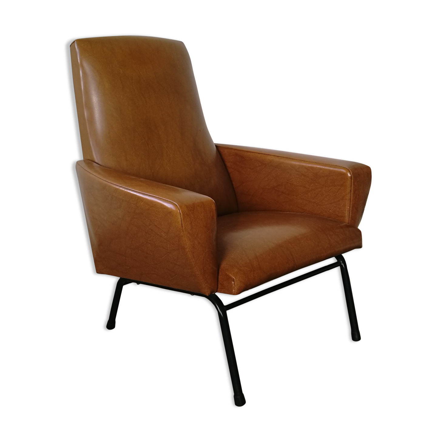 Armchair 50s skaï metal base
