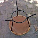 Pedestal tripod coffee table, bamboo top