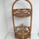 Desserte bar ronde en rotin osier vintage 1960