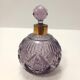 Lilac Hand Cut Crystal Glass And Brass Parfume Bottle, Italy