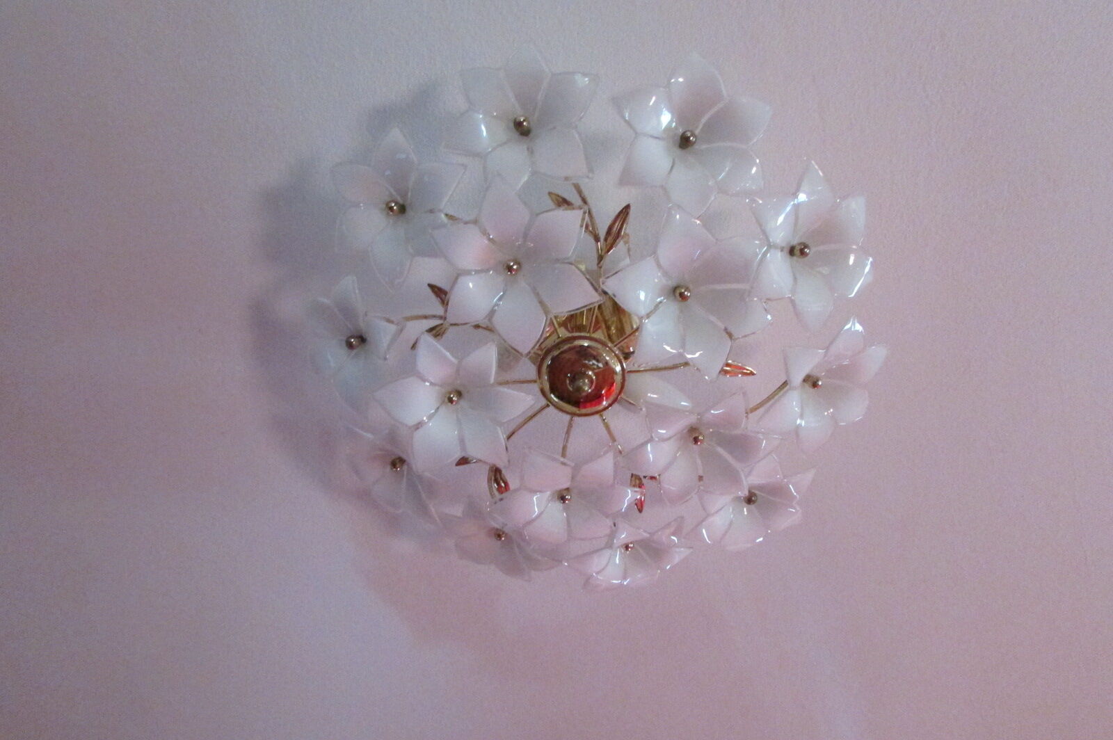 Murano Glass and Golden Brass ceiling lamp, 1970s