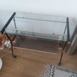Desserte-console en métal et laiton vintage