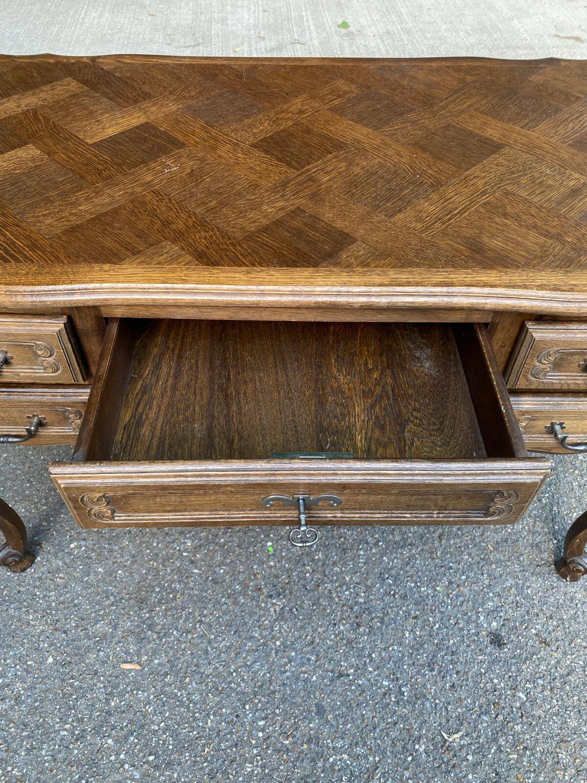 Louis XV style oak center desk