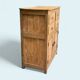 Parisian art deco sideboard in solid raw wood with pyrographed decorations, 1929