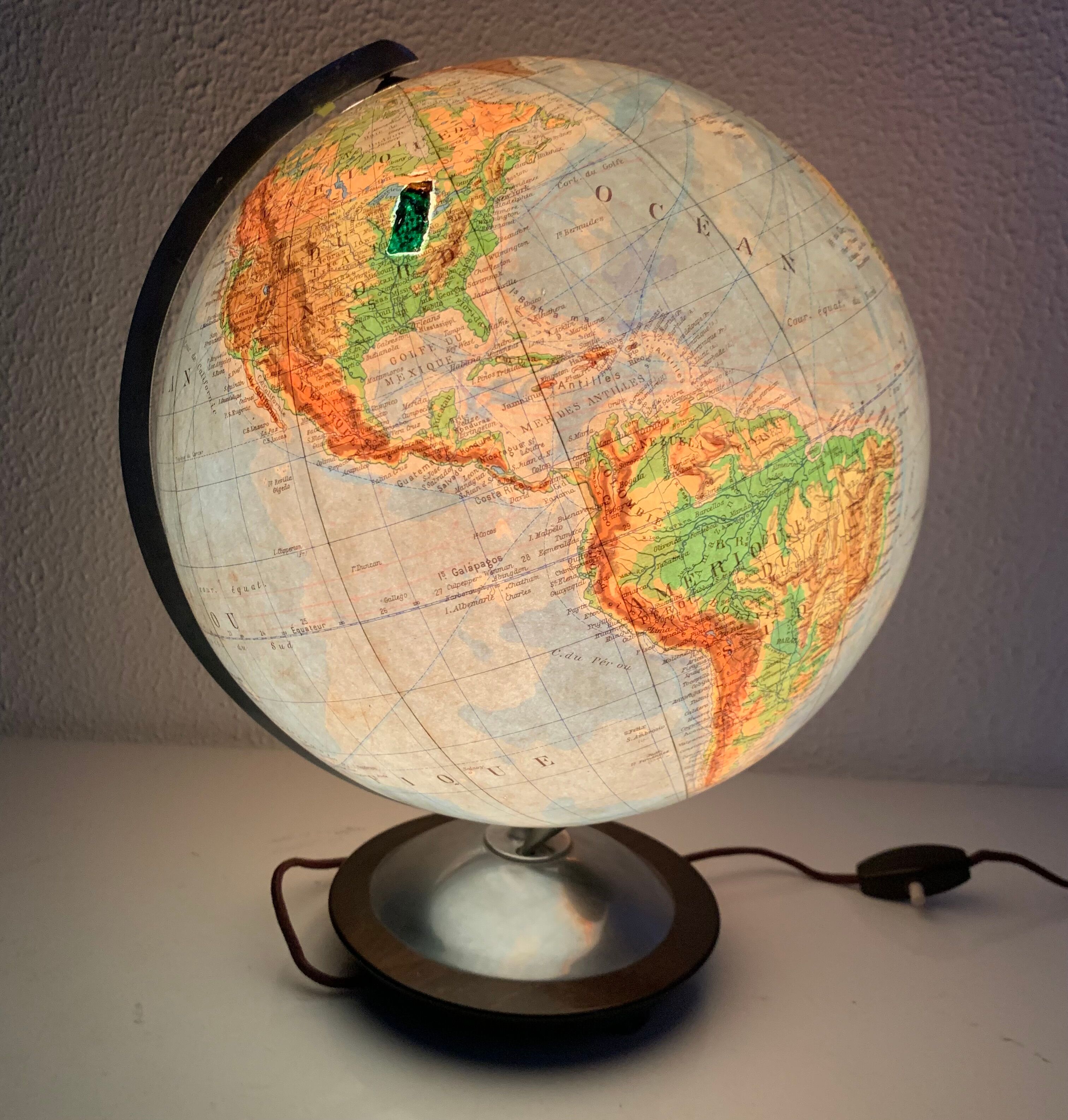 Globe vintage 1950 terrestre verre Colomb édition politique mappemonde - 34