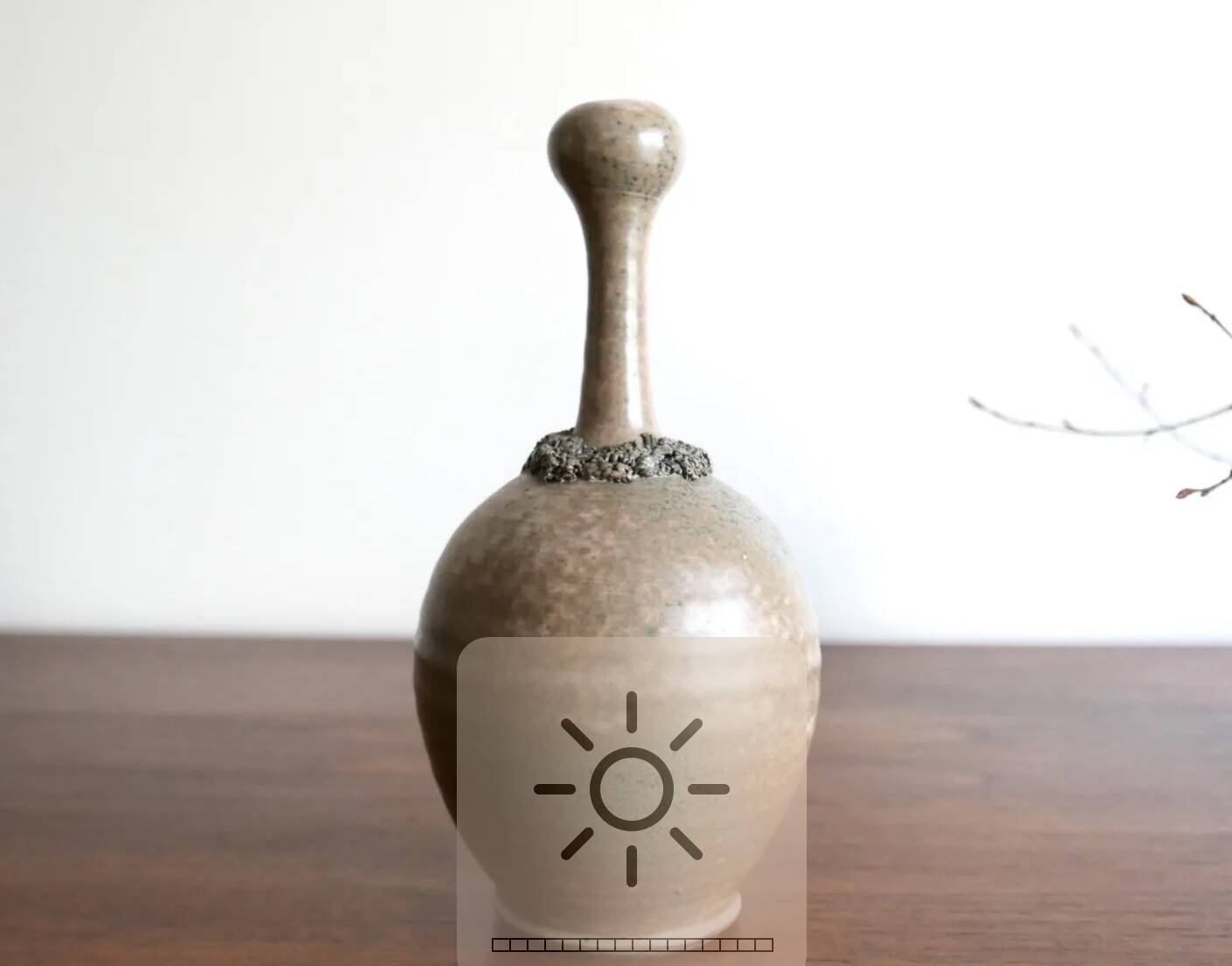 Brown ceramic vase with a long neck, 1950s.