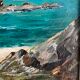Ancient painting, Breton landscape, Saint Lunaire, signed, 1950s