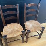 4 chaises paillées Georges Robert