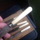 Eugene Potfer 5 knives a silver metal entremet 1930