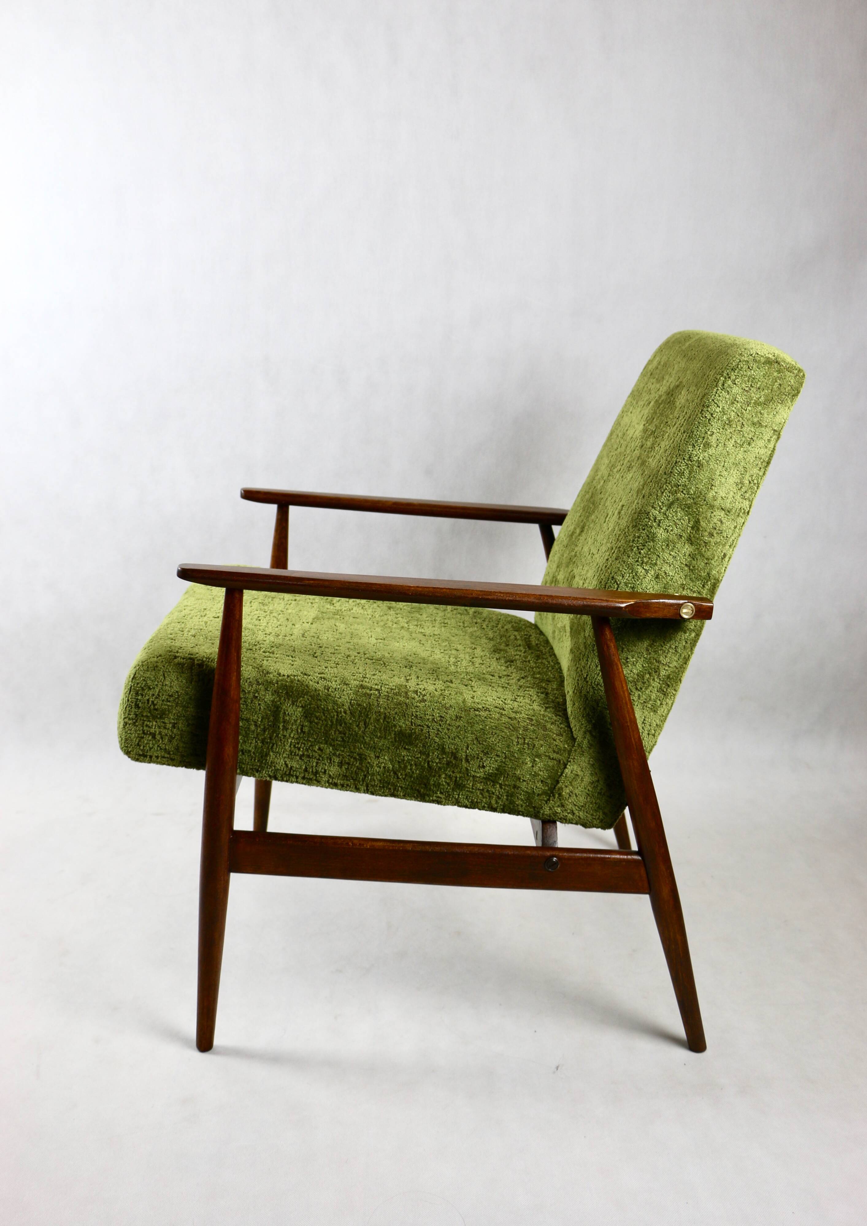Vintage Green Olive Fox Easy Chair, 1970s