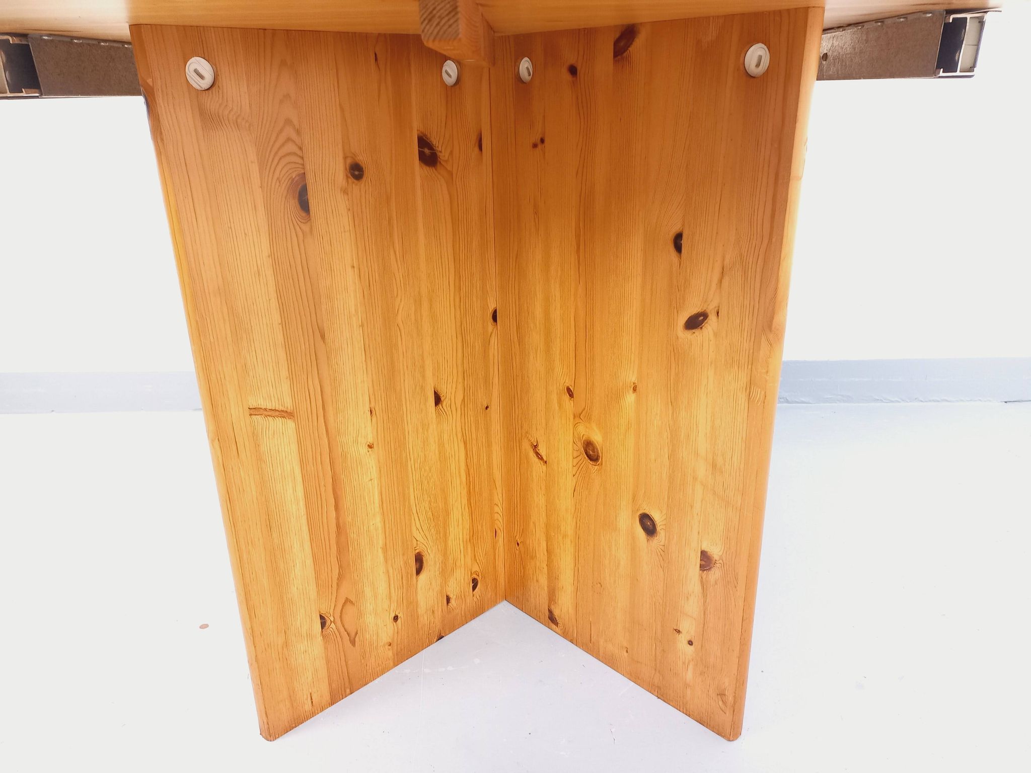 Table à manger octogonale vintage des années 80 en pin avec rallonge