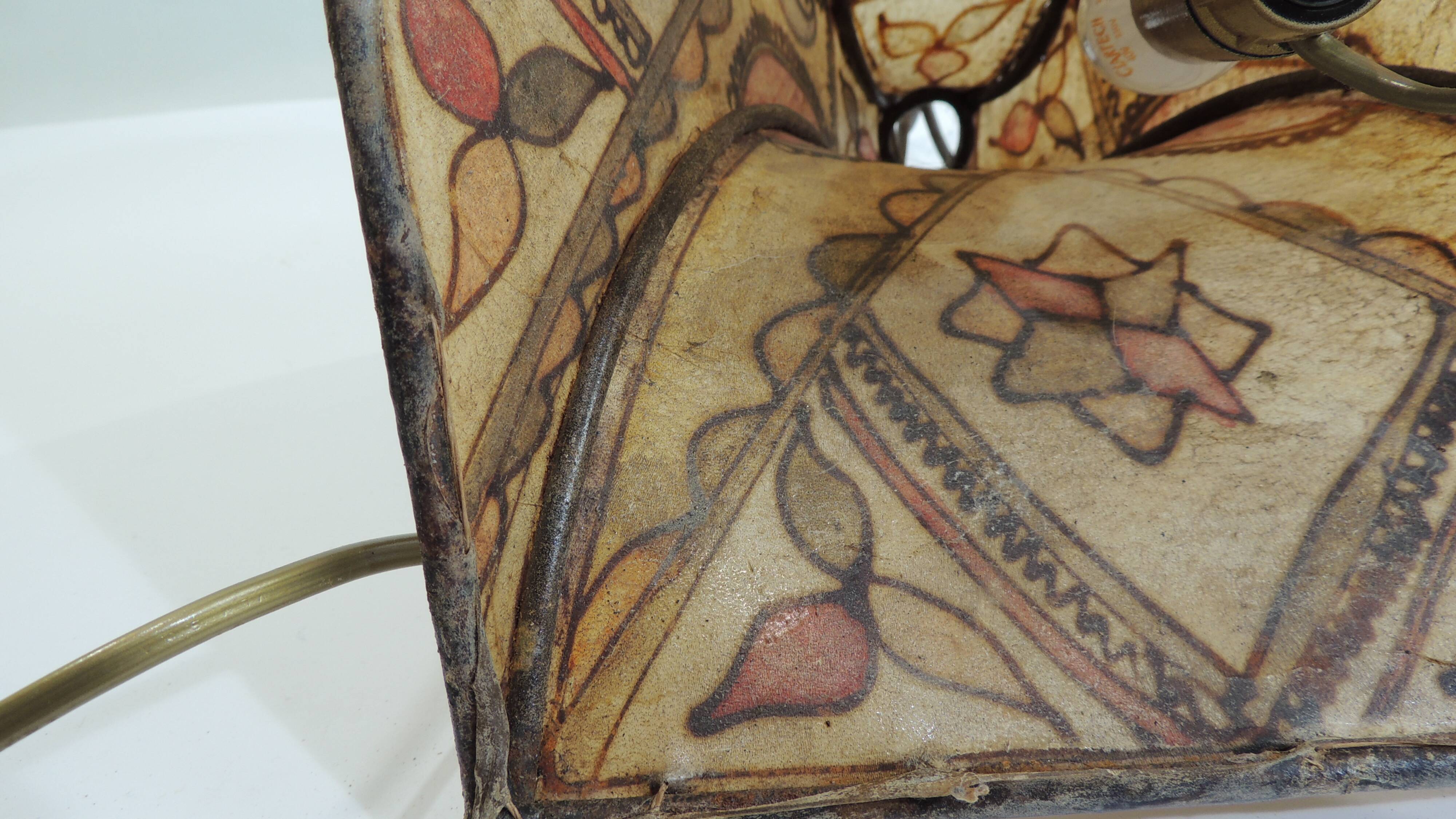 Moroccan henna lamp in leather /oriental lamp/Marrakech/45 cm /Vintage