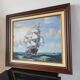 Vintage painting on canvas "Marine / Sailboat" signed Simon