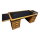 Large Desk "Banque De France" Oak and Leather Box Dish