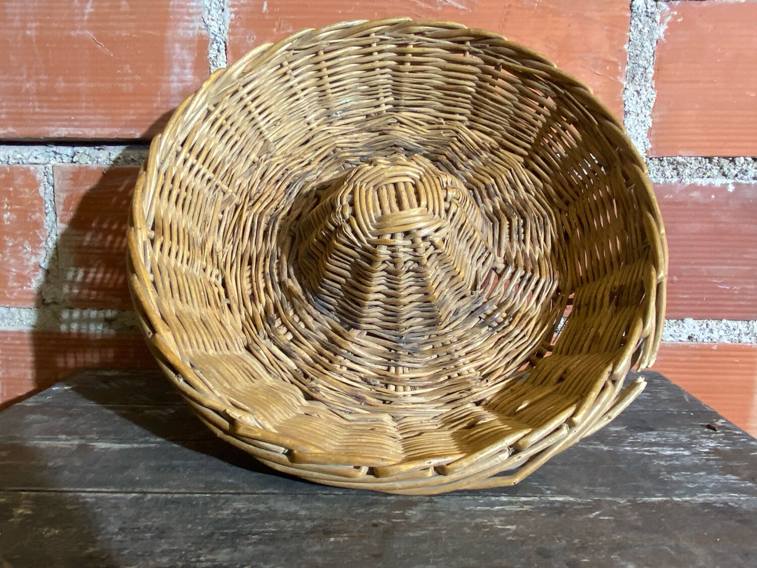 Old Basket Rising Bread Dough Wicker Braided Vintage