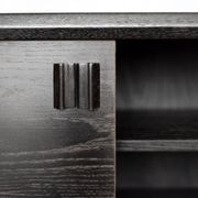Mid-Century Modern Scandinavian Buffet in Dark Raw Oak with Wooden Handles, 1960s